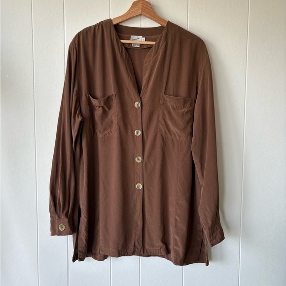 Jacqueline Ferrar 100% Silk Brown Blouse - Picture 1 of 7
